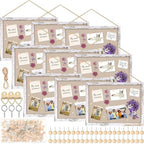 Teling 9 Pack Wood Bulletin Boards with Linen 12''x 16'' Cork Board for Walls with 90 Pushpin Decorative Wood Framed Display for School Office Home Decor (Netural White) by Teling