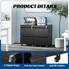 Fesbos 2 Drawers Vertical File Cabinet - Fully Assembled Black Under Desk Mobile Filling Cabinet Small Lockable Home Office File Cabinets for A4/Letter/Legal Size - Image 6