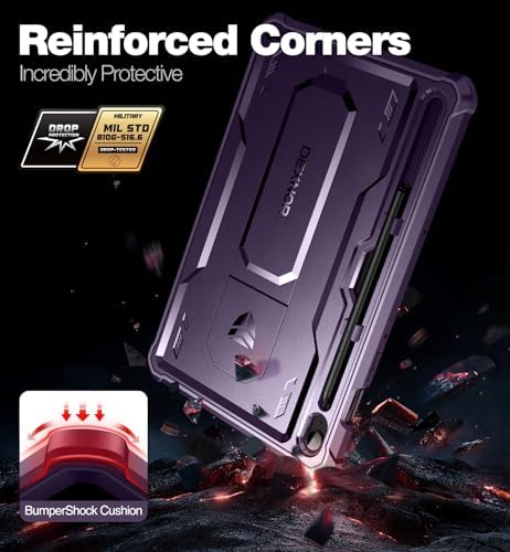 Dexnor Case for Samsung Galaxy Tab S10 Lite /S10 FE/S9 FE 10.9 Inch(2025/2023), [Built in Screen Protector & Kickstand] with Pen Holder Heavy Duty Full Body Cover for S9 FE 5G Tablet Case -Purple - Image 3