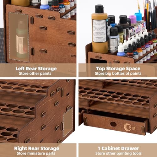 OPHIR Wooden Paint Organizer 98 Holes Rack for Miniature Paints & Brushes - Image 6