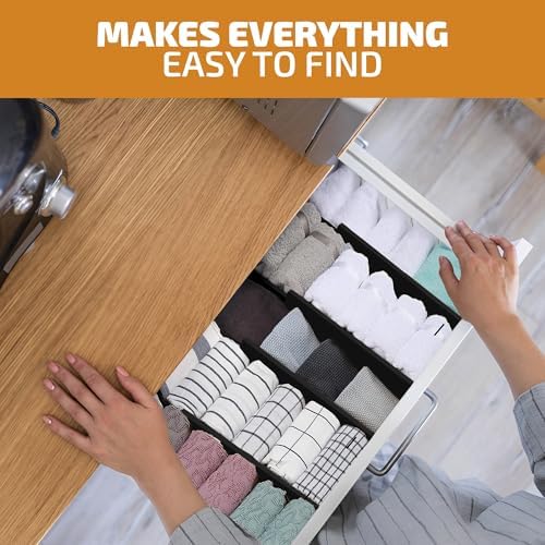 6-Pack Drawer Dividers 4 Inch High, 11”-17" Adjustable Bamboo Organizers Large Expandable Drawer Separators for Cloths, Dresser, Bedroom, Bathroom, Baby Drawer, Office & Kitchen Utensils (Black) - Image 7