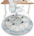 4FT Round Office Chair Mat for Hardwood Floor, Non-Slip Washable Blue by BESBLEE