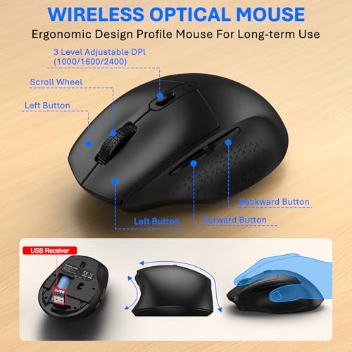Wireless Keyboard and Mouse Combo, Bluetooth/2.4G Dual-Mode(Black Graphite) - Image 5