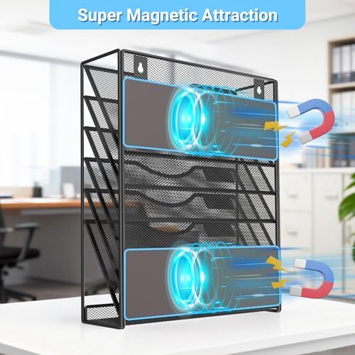 Gawerk Magnetic Wall File Holder – Magnetic Paper & Document Organizer for Home and Office (6+1 Tier) - Image 4