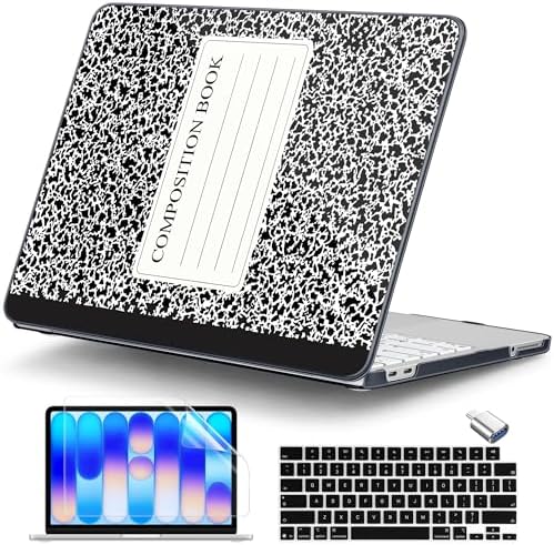 DONGKE Compatible with MacBook Neo 13 Inch Case 2026 A3404 A18 Pro chip & Touch ID, Plastic Hard Shell with Keyboard Cover, Screen Protector & Dust Plugs, Composition Book by DONGKE
