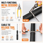 450Pcs Metal Zip Ties Gun Kit, Silver 8/12/16in & Black 8/12in Stainless Steel Zip Ties, Heavy Duty Cable Tie Fastening Cutting Tool Set with Organizer, Gloves, Storage Bag for Fence, Exhaust Wrap - Image 6