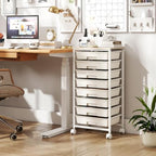 Giantex 8 Drawers Rolling Cart with Wheels, Wood Top, Sturdy Frame - Image 2