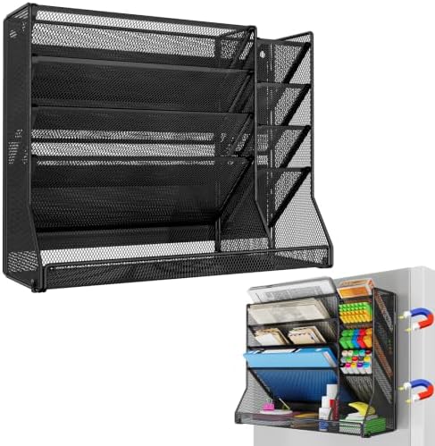 Jakyitvi 5-Tier Magnetic File Organizer R-Shaped Base Wall Hanging Black by Jakyitvi