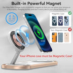 3 in 1 Fast Wireless Charger Stand for iPhone, Foldable Travel Charging Station for Magsafe for iPhone 17/Air/16/15/14/13/12 Series, Apple Watch Series, AirPods pro/2/3/4, Gifts for Women Men (Golden) - Image 4