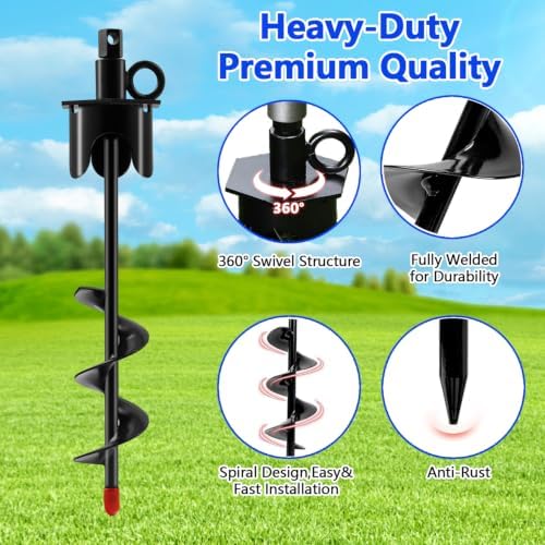 Heavy Duty Dog Tie Out Stake,13.7" Spiral Ground Anchor with Swivel Ring - Image 5