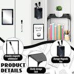 Demonwer 9 Pcs Locker Accessories Kit Black Locker Organizer Magnetic Whiteboard Mirror Pen Holder Pen for Storage Organizing Shelf Back to School Party Supply - Image 3