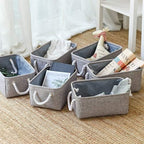 TheWarmHome Foldable Small Storage Baskets with Strong Cotton Rope Handles [6-Pack] Gray Collapsible Storage Bins Set Works Room Storage, Nursery Baskets - Image 5