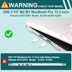 Case for MacBook Pro 13 inch M2 M1 2025-2022 2020 A2338 A2289 A2251, Plastic Hard Shell Laptop Case with Keyboard Cover, Trackpad Protector, 2 OTG Adapters, Cherry Blossom - Image 4