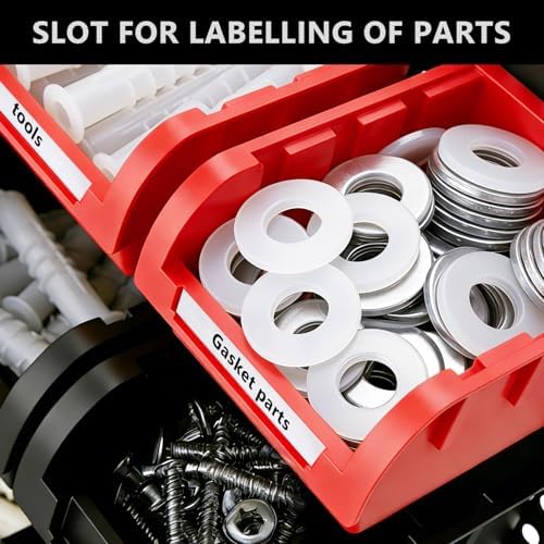 30Pcs Plastic Wall Mounted Storage Bins Parts Rack Nuts And Bolt Bins Organizer For Shop Garage for Screws, Nuts, Bolts, Nails, Beads, and Small Hardware Parts(RED+BLUE+BLACK, 30) - Image 3