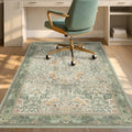 JTJ 4x5 Office Rug for Rolling Chairs, Sage Green Vintage Bird Botanical by JTJ