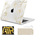 Mektron for 2026/2025/2024/2023 MacBook Air 15 INCH M5 A3448 /M4 A3241 /M3 A3114 /M2 A2941 Case, Printed Plastic Hard Shell Cover with 15.3" Liquid Retina Display Touch ID, Gold Flower S718 by Mektron