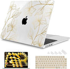 Mektron for 2026/2025/2024/2023 MacBook Air 15 INCH M5 A3448 /M4 A3241 /M3 A3114 /M2 A2941 Case, Printed Plastic Hard Shell Cover with 15.3" Liquid Retina Display Touch ID, Gold Flower S718 by Mektron