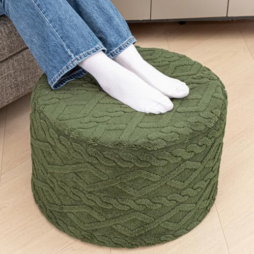 Round Foam Stuffed Pouf Ottoman Seamless All-One Foam Ottoman Foot Rest by Poofieotto