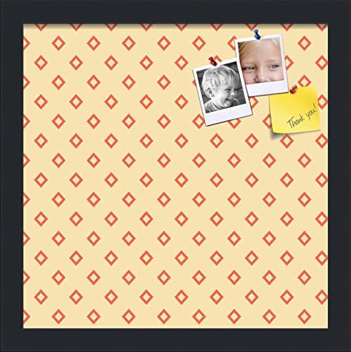 PinPix 13x13 inch Cork Bulletin Board. This Decorative Framed Pin Board Comes with Diamonds in Red and Yellow Design and Satin Black. Ideal for Home, Office Decor or School (PinPix-333) by PinPixBulletinBoards