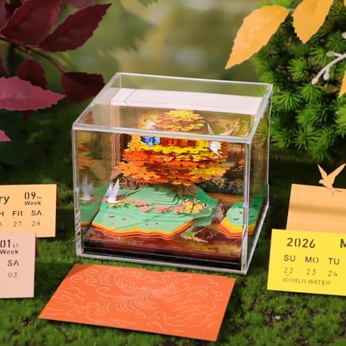 3D Memo Pad, 3D Calendar 2027, Time Piece Calendar, Tear-Off Calendars 2027, 3D Paper Carving Art Memo Pad, Art Carving Sticky Notes for Office Home Gifts Ornaments (Wutong) - Image 3