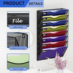 8 Pockets Hanging Wall File Organizer Mail Holder, Wall Mounted Paper Document Folder Holder, Clipboard Storage Organization Magazine Rack, Black - Image 4