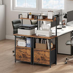 MAHANCRIS Printer Table with Storage, Home Printer Stand with File Cabinet, Fits A4/Letter Size Files, Printer Cabinet with Large Tabletop, Display Shelf, for Home Office, Rustic Brown PTHR3501 - Image 2