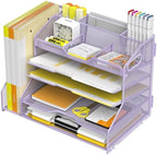 YINGHUA 5-Tier Mesh Desk Organizer and File Holder, Letter Tray - Purple by YINGHUA