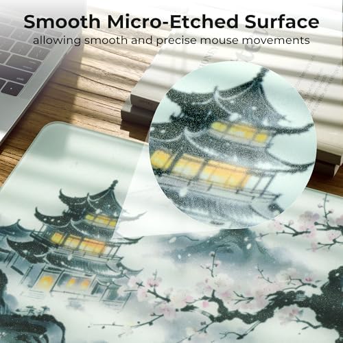 XVX Glass Mousepad Gaming, Cherry Blossom Hard Mouse Pads for Esports, Large Mouse Mat 410mm*310mm, Tempered Glass Mouse Pad Smooth Micro-Etched Surface with Improved Precision and Speed - Image 4
