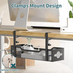 Under Desk Cable Management Tray No Drill, Metal Mesh Cable Management Under Desk with Clamp Mount, 2 Hole Cable Tray with Wire Management and Cord Organizer for Home Office Standing Desk (Pack of 15) - Image 2