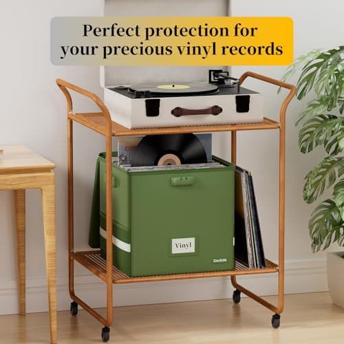 DocSafe Vinyl Record Storage Box with Lock,Fireproof Record Organizer Storage for 100+ Single Records(12-inch), Collapsible Storage Crate with Lid & Handles for Valuable Album Collection,Green,2 Pack - Image 7