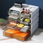 Desk Organizer with Drawers, Stackable Storage Drawers with Compartments Desktop Organization for Office Supplies, Makeup, Pencils, Tape, Erasers, Paperclips, Chargers (White 2S2M) - Image 4
