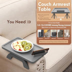 SINWANT Couch Armrest Table with 360° Rotated Phone Holder,Gray Bamboo - Image 3