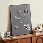SELEAD Linen Bulletin Board 30” x 20” - Black Aluminum Frame, Grey Fabric - Image 3