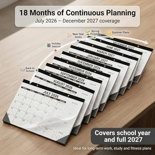 2-Pack Desk Calendar 2026-2027 - Two 18-Month Large Monthly Calendars (July 2026 - Dec 2027), 17" x 12" Desktop & Wall Calendars with Thick 120g Paper for Home and Office Sync - Image 6