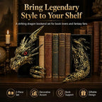Dragon Bookshelf Decor, Gothic Fantasy Bookends - Image 6
