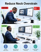 Aothia 43 in White Dual Monitor Stand, Monitor Riser for Desk, Solid Wood - Image 4