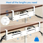 No Drill Under Desk Cable Management Tray, 17”-30” Retractable Cord Organizer for Table, Clamp Mount Wire Basket, Power Strip Holder & Metal Cord Organizer for Office, Home, White - Image 2