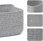 MiniArk Small Storage Baskets for Organizing | Closet Organizer Bins | Shelf Toy Basket | Woven Rope Baskets | Cube Decorative Box | Shallow Basket | 11.5x7.5x4.7” | 4 Packs Mixed Grey - Image 2