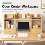 Desk Hutch with 2 Drawers, Desktop Organizer Shelf for College Dorm - Image 6