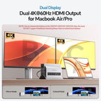 MacBook Docking Station Dual Monitor 4K@60Hz with M.2 NVMe SSD Enclosure - Image 4