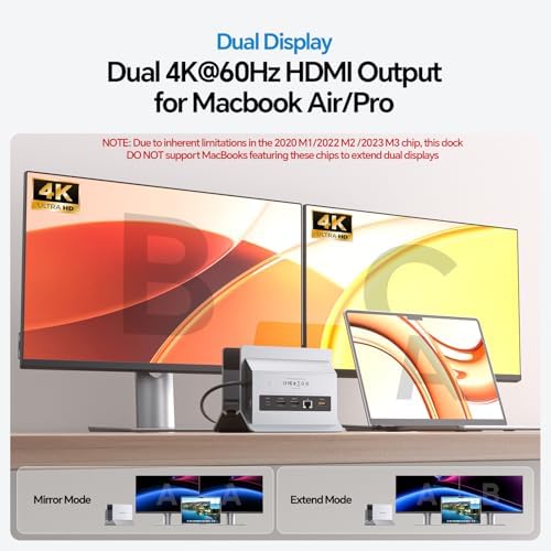 MacBook Docking Station Dual Monitor 4K@60Hz with M.2 NVMe SSD Enclosure - Image 4