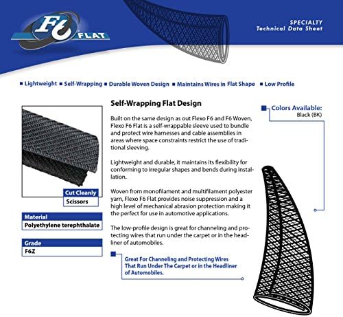 Electriduct 1.75" F6 Flat Braided Wrap Around Sleeving Flexible Mesh Cable Protector Wire Cover - 25 Feet - Black - Image 2