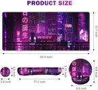 Gaming Mouse Pad, Large Desk Mat, Cute Desk Pad, 4in1 XXL Mousepad + Keyboard Wrist Rest+Mouse Wrist Rest+Coaster Set with Ergonomic Desk Pad for Home Office Table Computer, Purple Anime Neon - Image 2