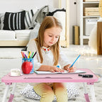 Zapuno Multi-Function Laptop Bed Table with Storage Drawer and Cup Holder, Lap Desk Stand Tray for Eating, Reading and Working - Image 2