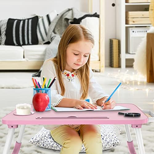 Zapuno Multi-Function Laptop Bed Table with Storage Drawer and Cup Holder, Lap Desk Stand Tray for Eating, Reading and Working - Image 2