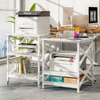 METYERRY 23.6"x23.6" Large Printer Stand with Power Outlet, 3 Tier Cart - Image 2