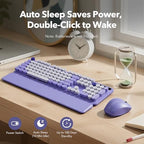 Wireless Keyboard Mouse Combo, Purple, Round Keycaps, Magnetic Wrist Rest - Image 5