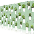 Cactus & Succulent Office Desk Mat 31.5" x 15.7" Desktop Mat PU Leather Large Mouse Pad White Mousepad Non-Slip Table Mat for Girls, Women, Home, Work, Computer, and Gaming by Unknown