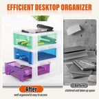 Plastic Desktop 3-Drawer Storage Organizer,Stackable Craft Drawer Storage Container For Art Craft Supplies,Office School Home (Green-Blue-Purple) - Image 5