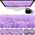 31.5"x 11.8" Oversized Gaming Mouse Pad Set, Ergonomic Keyboard and Mouse Wrist Rest + Cup Holder, Non-Slip Desktop Pad, Suitable for Home and Office Use, Purple Glitter Quote Philippians 4-13 by FOKBVNFLL